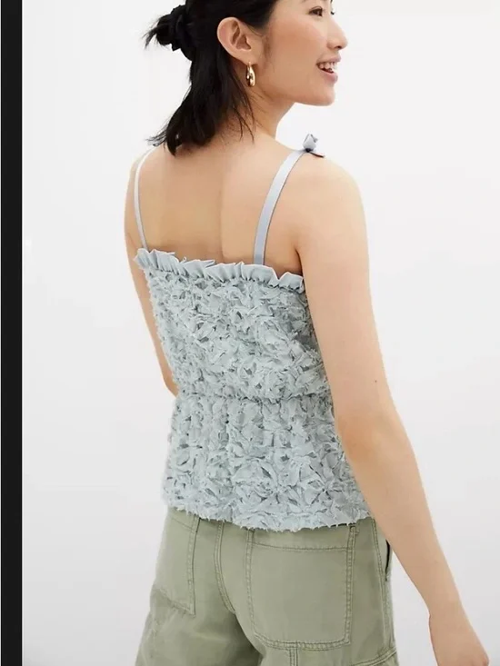 Anthropologie Sunday in Brooklyn Blue Smocked Textured Peplum Tank Size M NWT - Picture 2 of 8